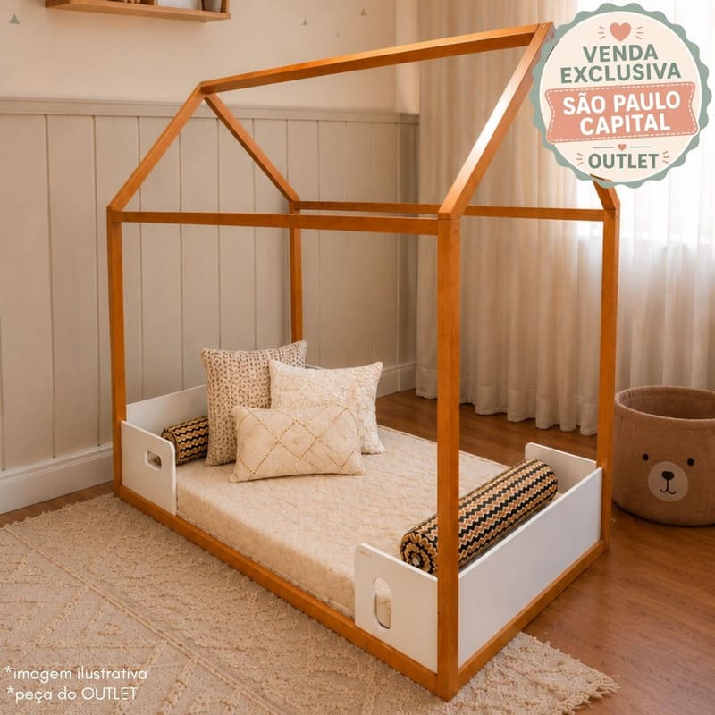 Cama Montessori Casinha Areia e Mel, peça do outlet Formatual